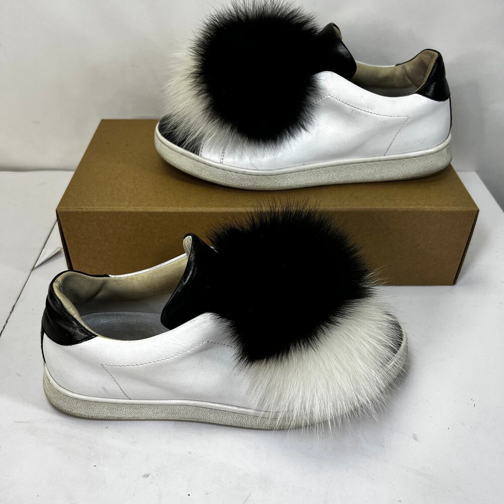 Made In Italy Joshua Sanders Leather Pom Pom Trainers Sneakers Size 37